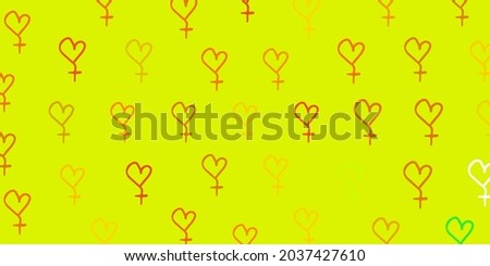 Light Green, Yellow vector template with businesswoman signs. Illustration with signs of women strength and power. Design for International Women Day.