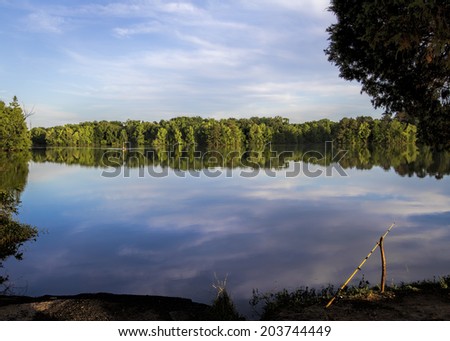 Fishing the Tennessee River in Alabama Royalty-Free Stock Photo #203744449