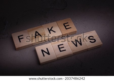 Top view of wooden blocks with letters -text  fake news 