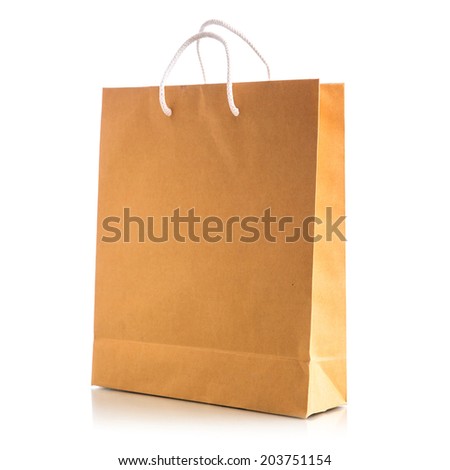 Paper shopping bag on white background 