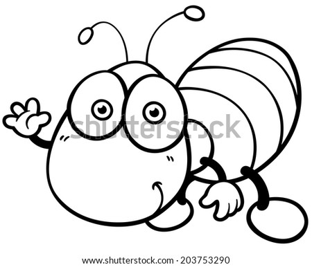 Vector illustration of Ant cartoon - Coloring book