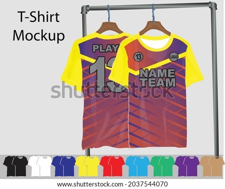 Geometric fabric textile for Sport t-shirt, jersey mockup for . uniform front and back view. Baground