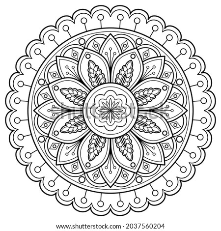 Mandala coloring book. Art on the wall. Design for a wallpaper shirt and a tile A greetings card Sticker Design for yoga Lace pattern The tattoo. In vector format, an ethnic oriental circle decoration