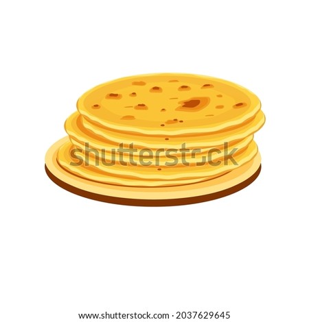 Paratha bread, traditional Indian food, illustration concept.