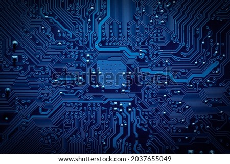 Abstract futuristic circuit board, Illustration high computer technology dark blue color background. Hi-tech digital technology concept