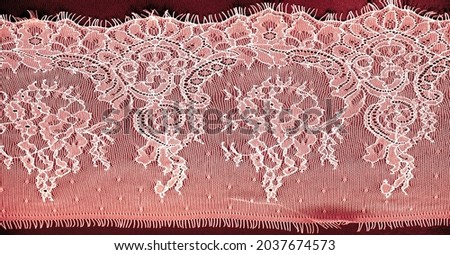red-brown lace on a black background. Template for wedding invitation and greeting card with lace fabric background. Filigree floral elements, ornate vintage ornament.