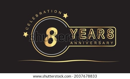 8 years anniversary golden and silver color with circle ring isolated on black background for anniversary celebration event luxury vector