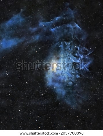 Astronomical image of the bright glowing star surrounded by enormous gas clouds