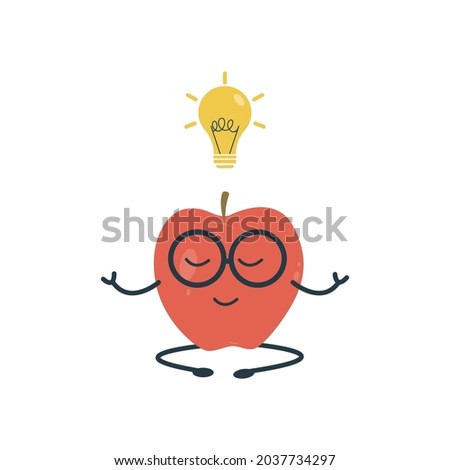Cartoon cute red apple student wearing glasses. Back to school. Smart apple. Vector illustration.