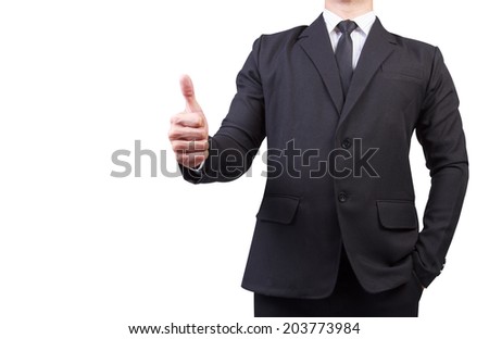 businessman thumb up on white background with clipping path