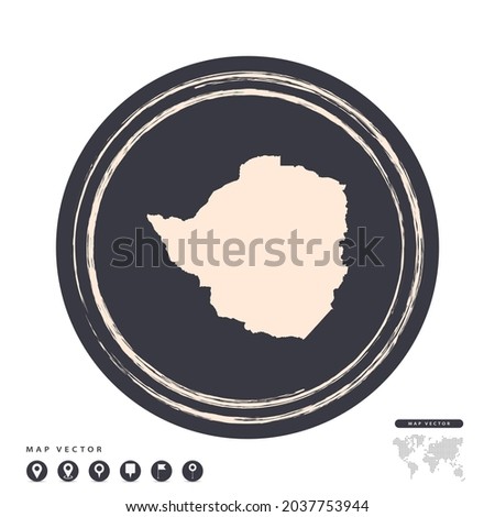 Black grunge stamp circle vector map of Zimbabwe