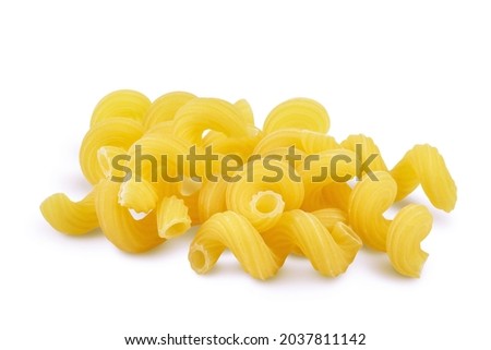 raw pasta cavatappi isolated on white background with clipping path and full depth of field. Royalty-Free Stock Photo #2037811142