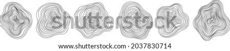 Abstract tree rings. Vector topographic map concept. Seamless background. Thin black lines on white