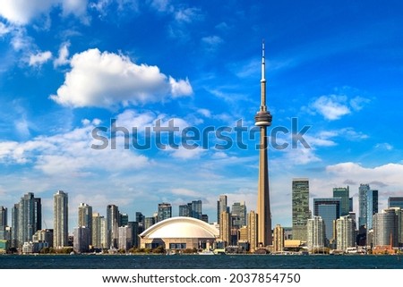 Panoramic view of Toronto cityscape in a sunny day, Ontario, Canada Royalty-Free Stock Photo #2037854750
