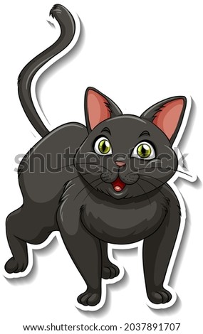 A sticker template of cat cartoon character illustration
