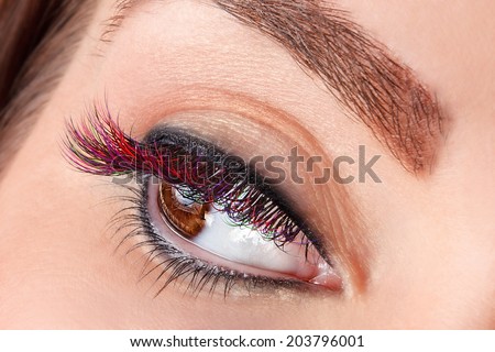 Close-up of colorful false eyelashes