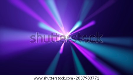 Abstract neon background. Bright blue sparkling neon explosion on a dark background. Science, technology and research concept