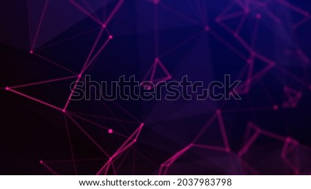 abstract technology background. Bright plexus polygonal space with dots and lines. 3d data technology and scientific Royalty-Free Stock Photo #2037983798