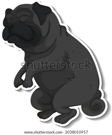 A sticker template of dog cartoon character illustration