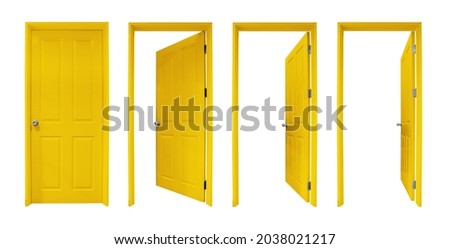Group of wooden doors isolated on white background Royalty-Free Stock Photo #2038021217
