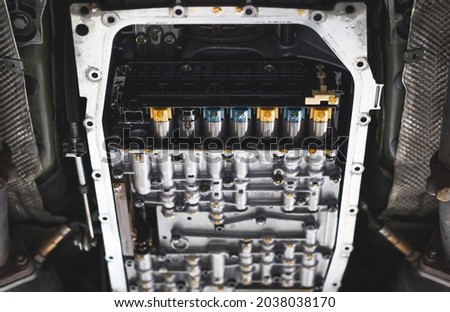 Close-up of 7 speed Automatic Transmission Solenoid Pack. Royalty-Free Stock Photo #2038038170