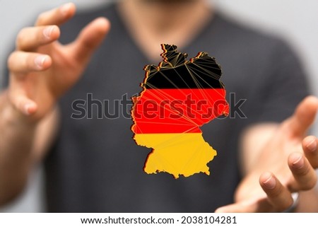 A germany map digital in hand 3d