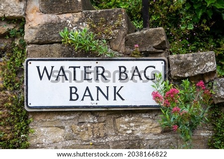 Street sign for Water Bag Bank in the beautiful town of Knaresborough in Yorkshire, UK.