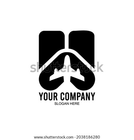 letter W and airplane logo. W letter vector illustration with airplane negative space concept