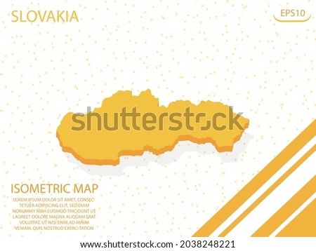 isometric map yellow of Slovakia Modern Graphics Mesh point background. for website, infographic, banner vector illustration EPS10 