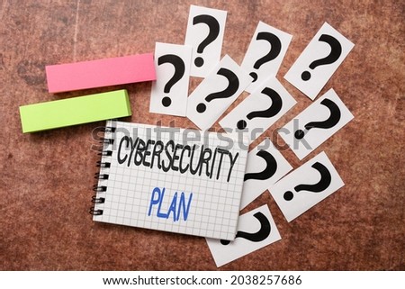 Conceptual caption Cybersecurity Plan. Word Written on Techniques of protecting computer and system from attacks Progress In Solving Problems Breakthrough New Designs And Ideas