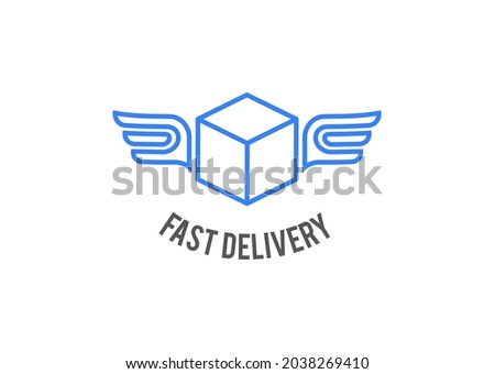 Blue delivery logo, emblem and icon concept design