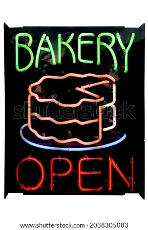 BAKERY OPEN neon sign. Isolated.