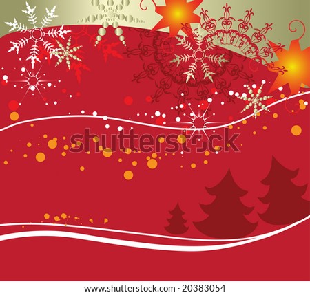 abstract red background with snowflakes