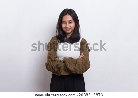portrait of beautiful young asian woman isolated on white background
