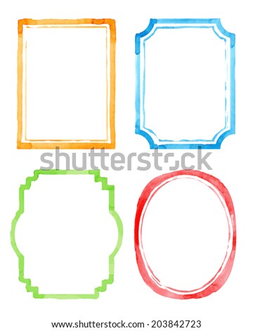Set vintage artistic frames. Watercolor background. Vector illustration. Drawing by hand Royalty-Free Stock Photo #203842723