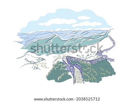 Great Wall of China  vector sketch city illustration line art sketch