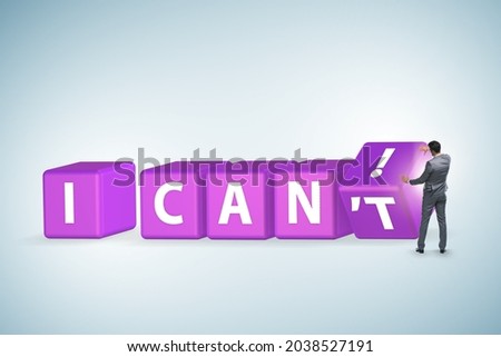Determination concept with rotating cubes and businessman