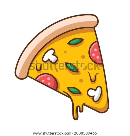 Pizza vector illustration. Pizza cartoon. Pizza clip art. Isolated on white background. Fit for your food poster, sticker and menu design.
