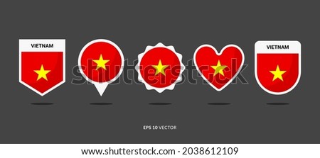 Vietnam Flag Set Vector Illustration. Good Used for Sticker, Logo, Icon, Clipart, Etc - EPS 10 Vector