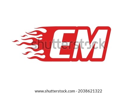 Letter EM or E M fire logo vector illustration. Speed flame icon for your project, company or application.