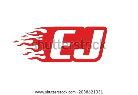 Letter EJ or E J fire logo vector illustration. Speed flame icon for your project, company or application.