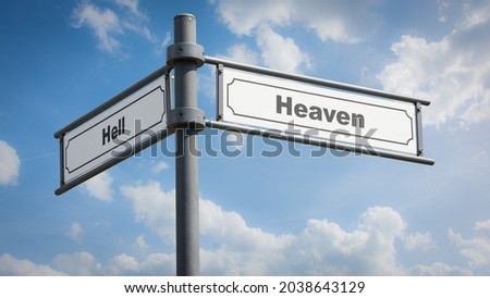 Street Sign the Direction Way to Heaven versus Hell