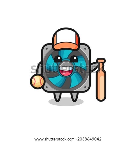 Cartoon character of computer fan as a baseball player , cute style design for t shirt, sticker, logo element