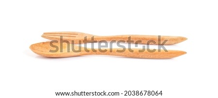 Wooden spoon and fork. Clipping path