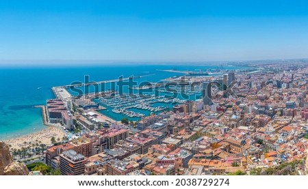 Aerial view of Spanish city and port Alicante
