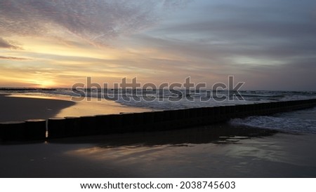 Breakwater made of wooden logs in the Polish sea