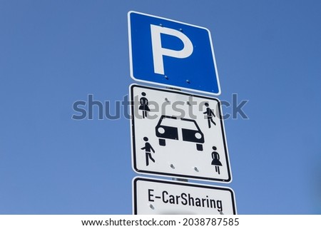traffic sign for parking space for electrical car sharing, 1010-70 