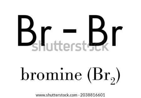 Elemental bromine (Br2) molecule. Skeletal formula. Royalty-Free Stock Photo #2038816601