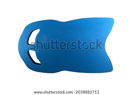 Close up of swimming kickboard isolated on white background, selective focus. Clipping path included.  Royalty-Free Stock Photo #2038882712