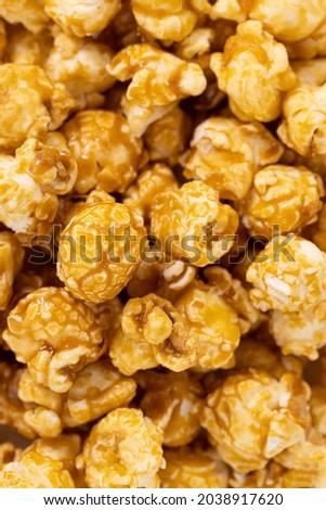 caramel popcorn texture background. Caramel popcorn close up.